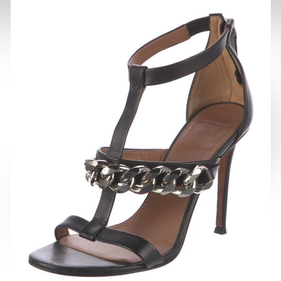 Givenchy Sandale Chaine Noir High Heel Sandals Sz 9 - Picture 1 of 11
